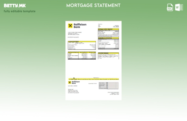 Модерен стил Шаблон за извод за хипотека на Хрватска Рајфајзен банка